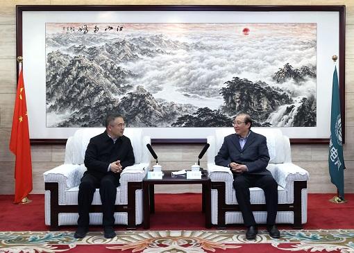 辛保安董事長(zhǎng)、張智剛總經(jīng)理會(huì)見中國(guó)農(nóng)業(yè)銀行董事長(zhǎng)谷澍、行長(zhǎng)張青松